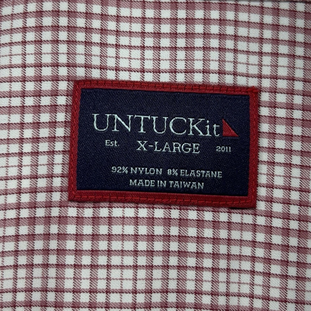 UNTUCKit Beckman Shirt Men Size XL Red Check Nylon Casual Long Sleeve - Picture 4 of 8